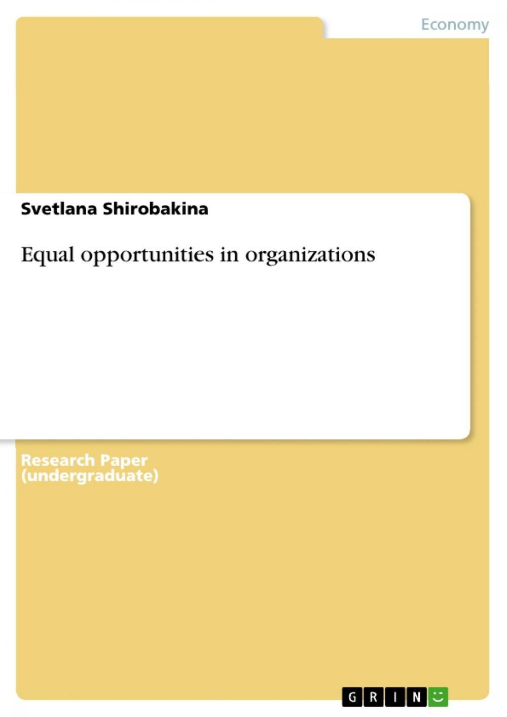 Big bigCover of Equal opportunities in organizations