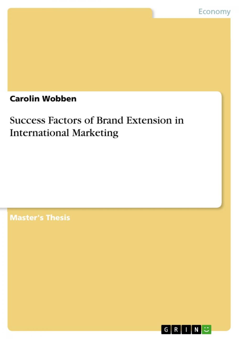 Big bigCover of Success Factors of Brand Extension in International Marketing