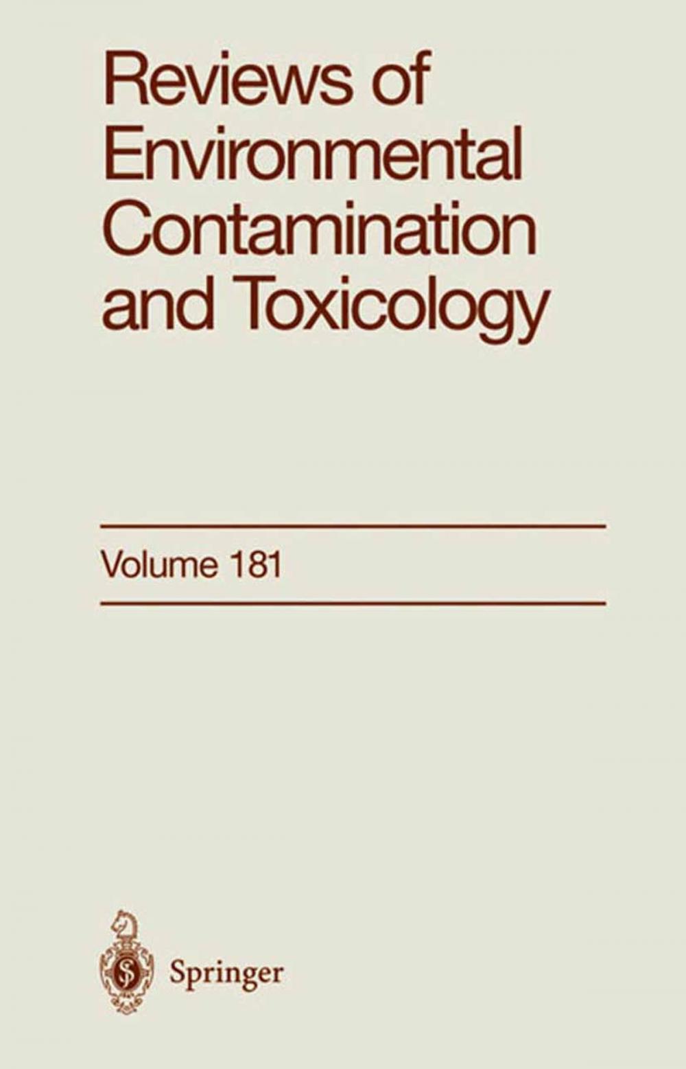 Big bigCover of Reviews of Environmental Contamination and Toxicology