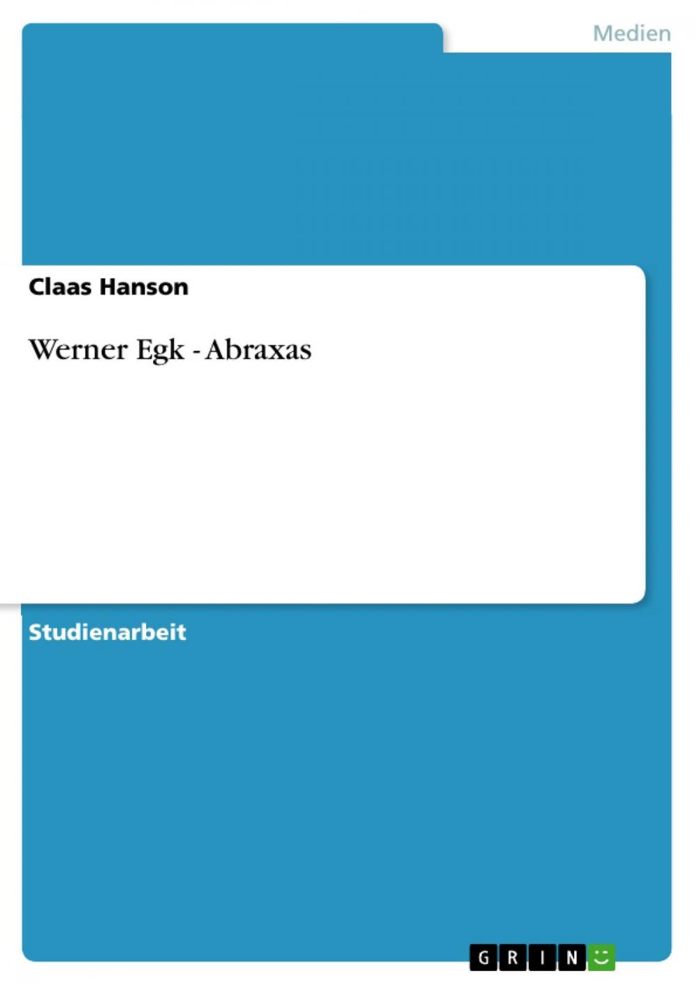 Big bigCover of Werner Egk - Abraxas