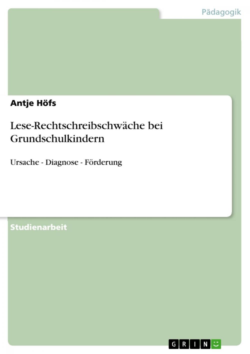 Big bigCover of Lese-Rechtschreibschwäche bei Grundschulkindern