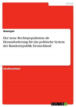 Cover of the book Der neue Rechtspopulismus als Herausforderung für das politische System der Bundesrepublik Deutschland by Philipp Handel