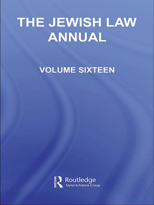 Cover of the book The Jewish Law Annual Volume 16 by , Taylor and Francis