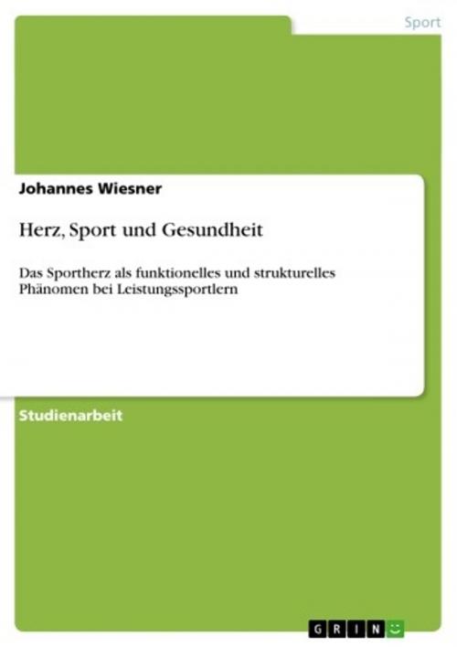 Cover of the book Herz, Sport und Gesundheit by Johannes Wiesner, GRIN Verlag