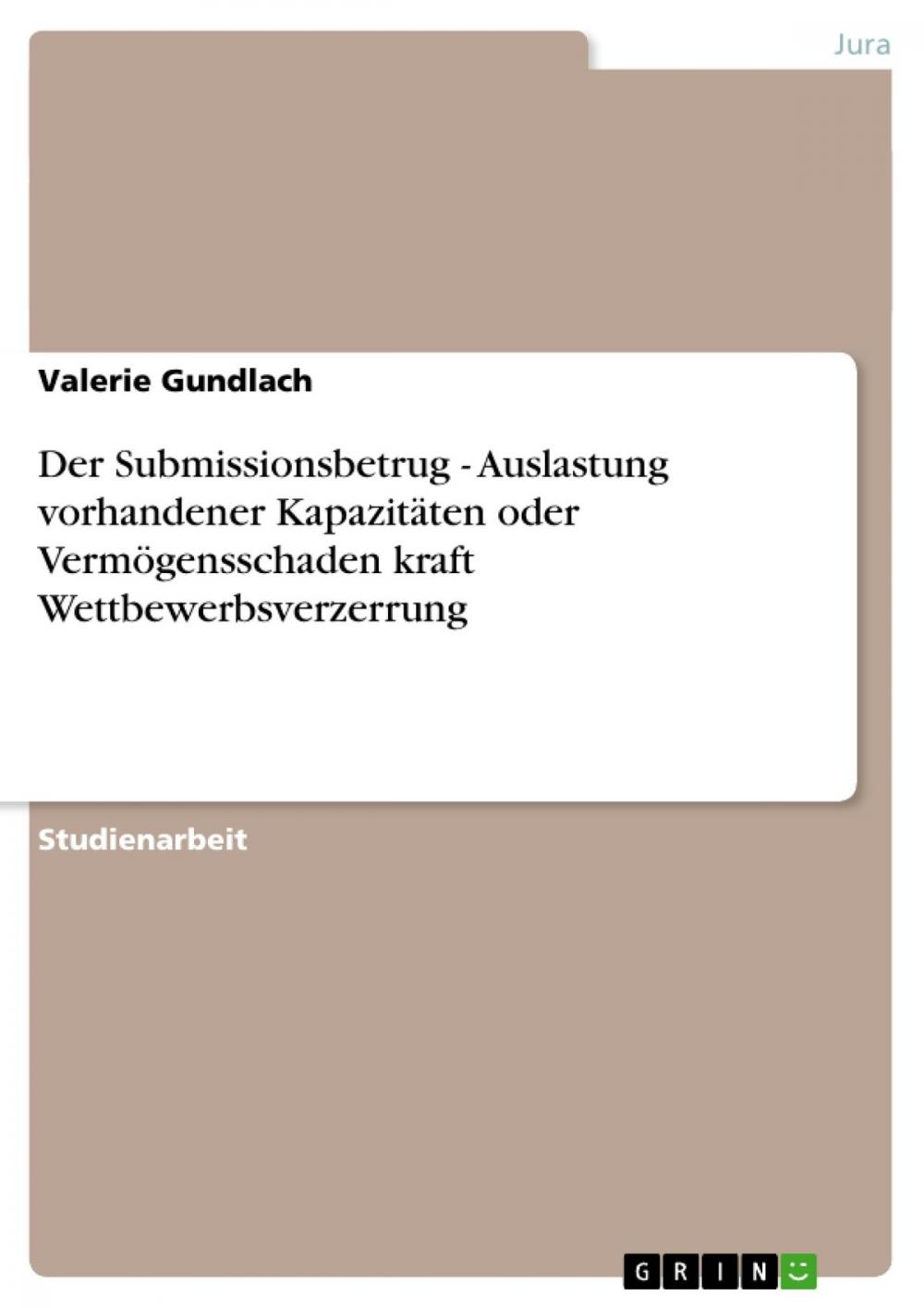 Big bigCover of Der Submissionsbetrug - Auslastung vorhandener Kapazitäten oder Vermögensschaden kraft Wettbewerbsverzerrung