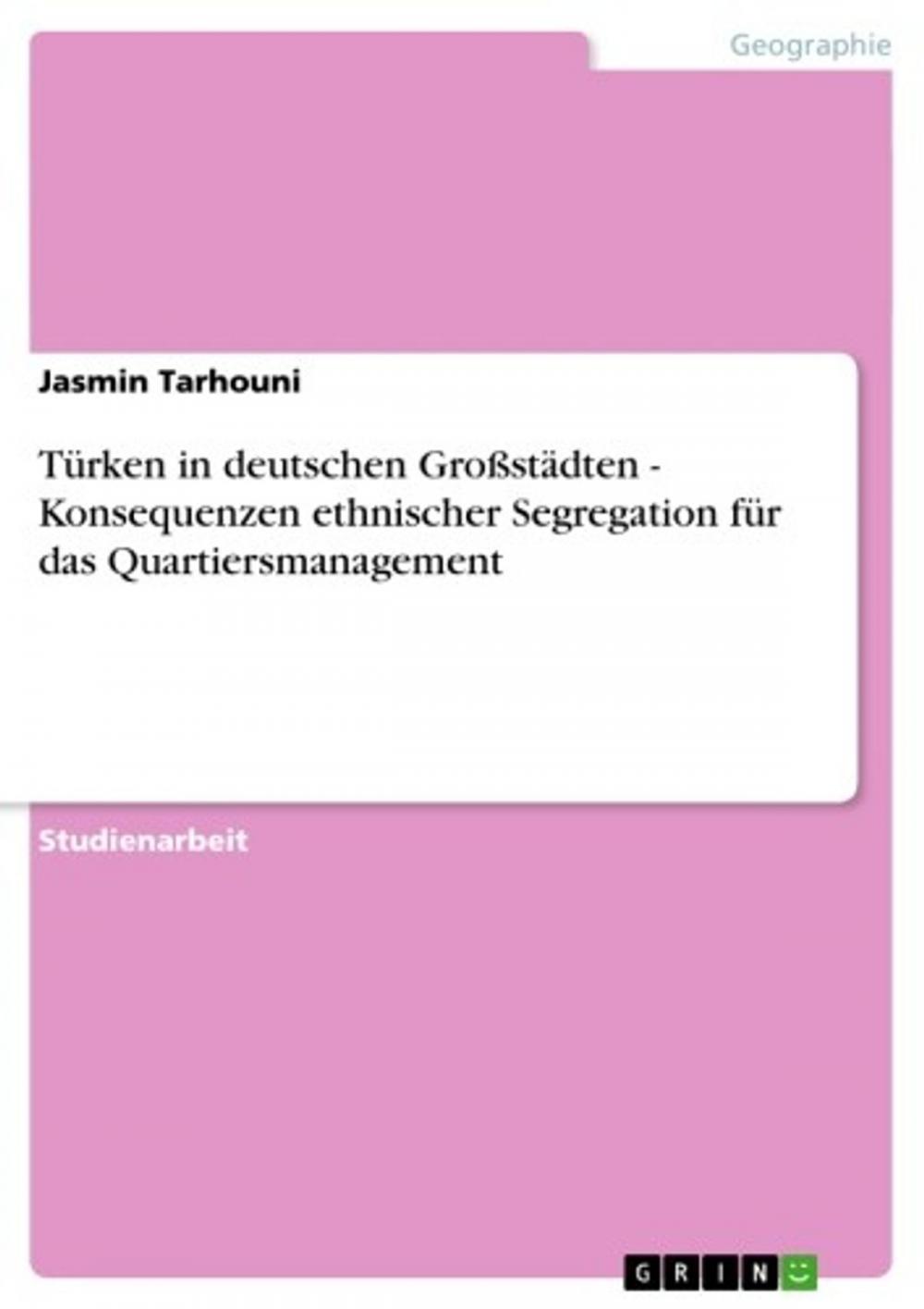 Big bigCover of Türken in deutschen Großstädten - Konsequenzen ethnischer Segregation für das Quartiersmanagement