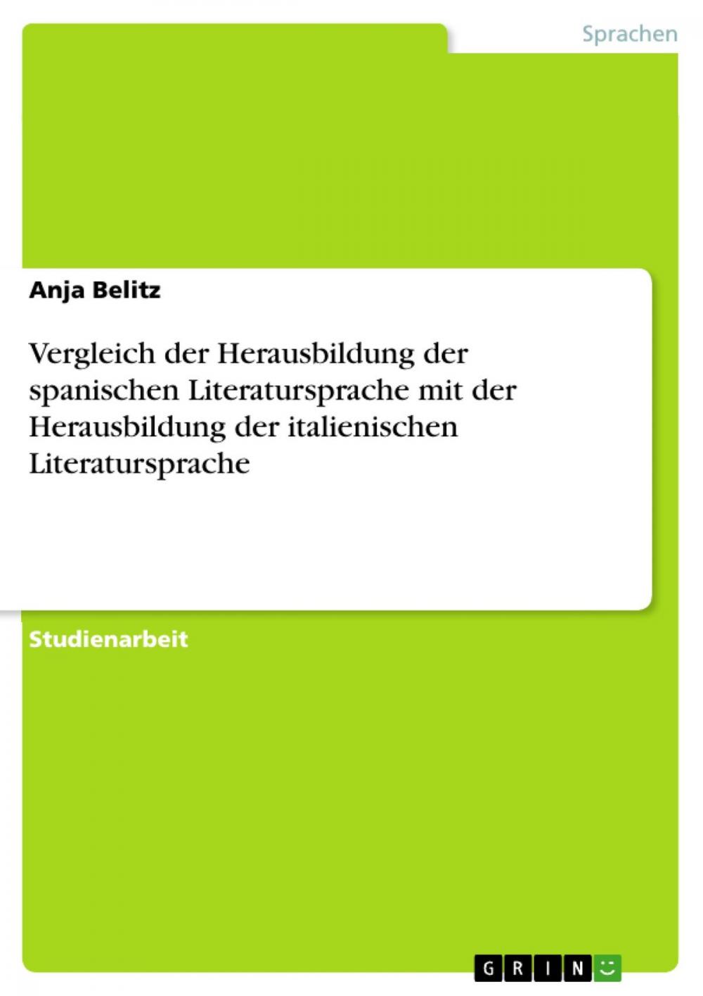 Big bigCover of Vergleich der Herausbildung der spanischen Literatursprache mit der Herausbildung der italienischen Literatursprache