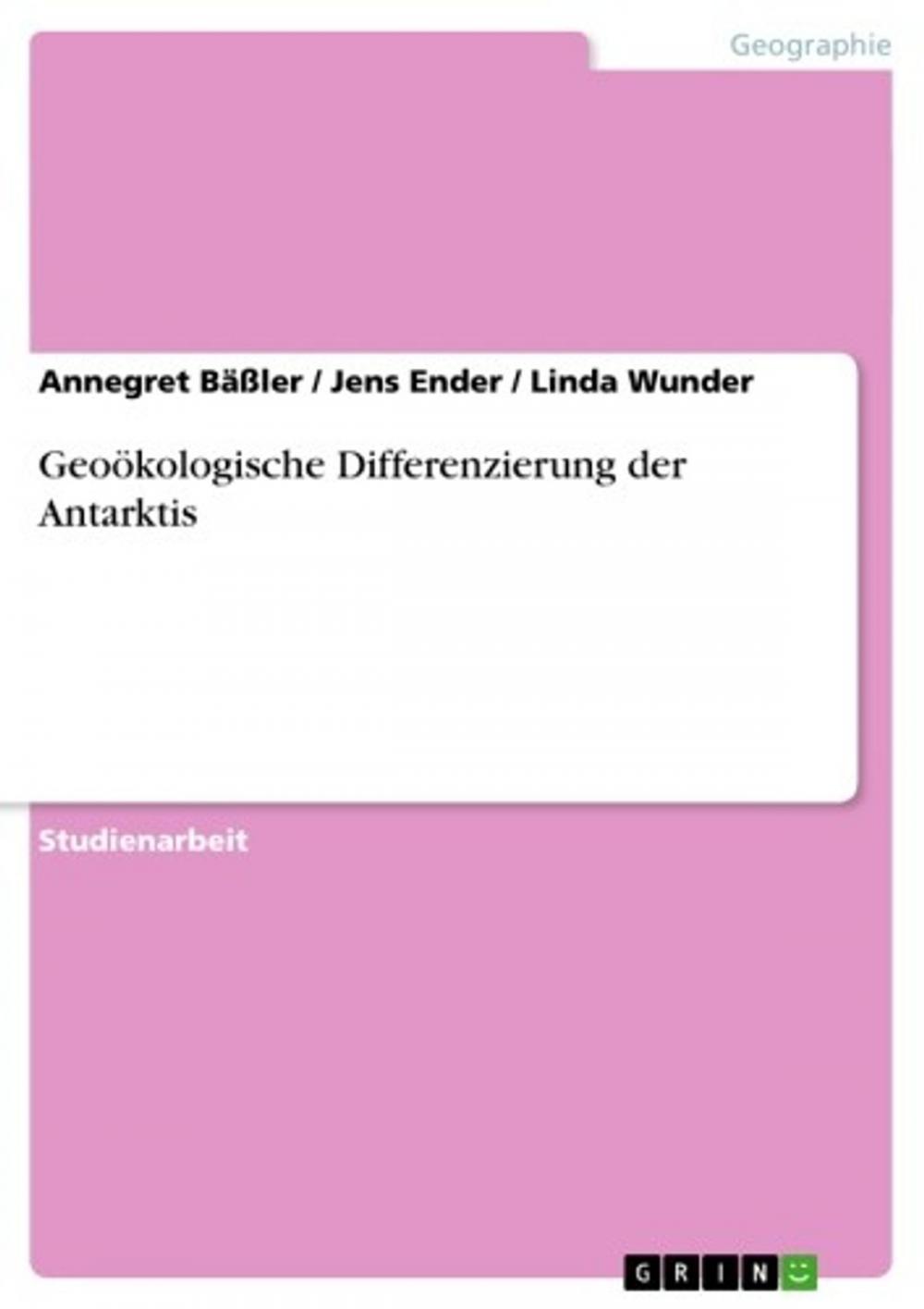 Big bigCover of Geoökologische Differenzierung der Antarktis