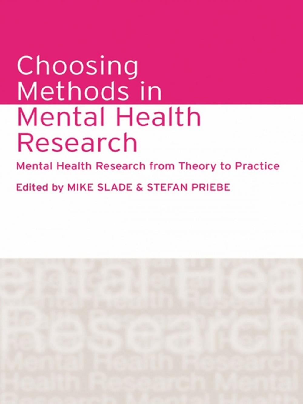 Big bigCover of Choosing Methods in Mental Health Research