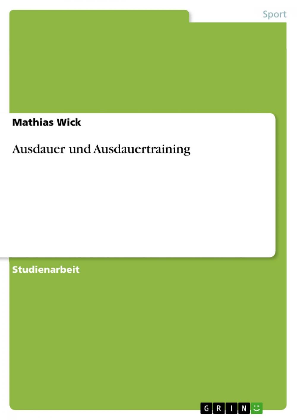 Big bigCover of Ausdauer und Ausdauertraining