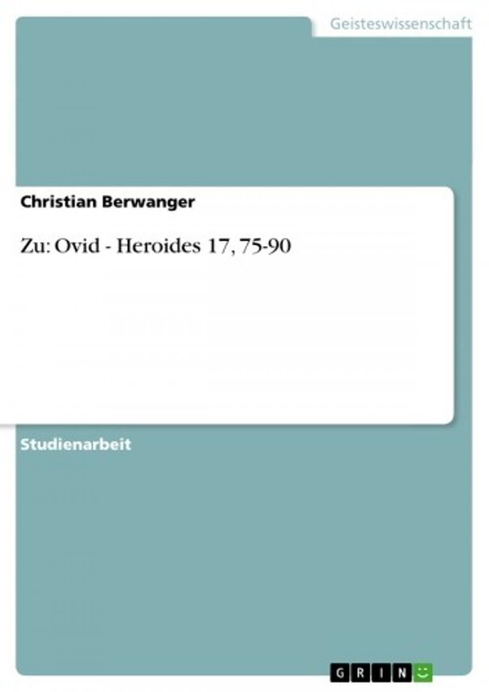 Big bigCover of Zu: Ovid - Heroides 17, 75-90