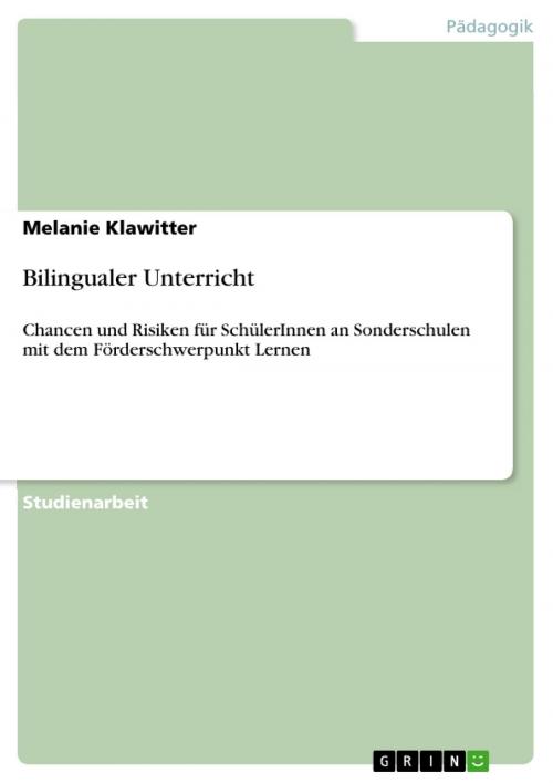 Cover of the book Bilingualer Unterricht by Melanie Klawitter, GRIN Verlag