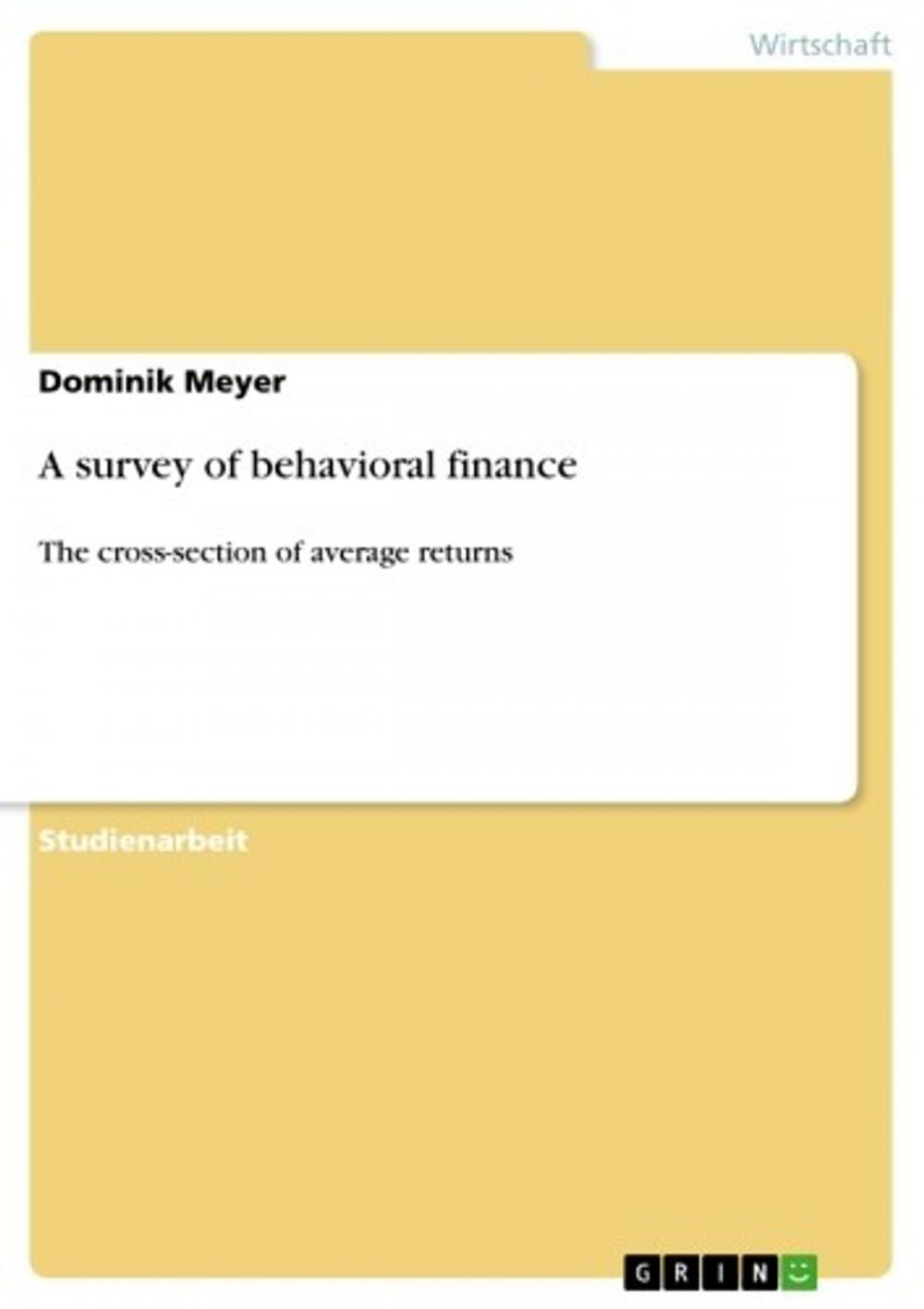 Big bigCover of A survey of behavioral finance