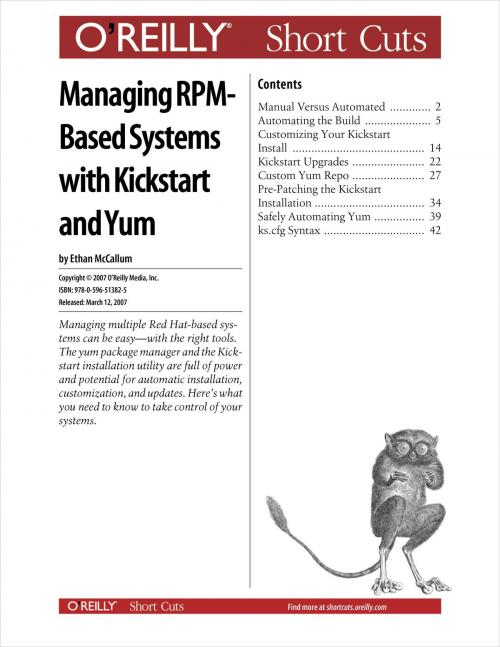 Cover of the book Managing RPM-Based Systems with Kickstart and Yum by Q. Ethan McCallum, O'Reilly Media