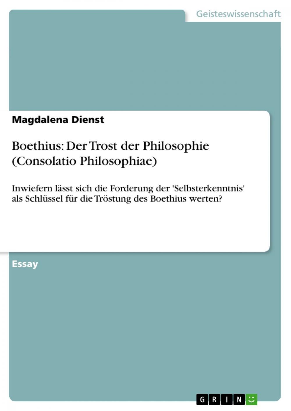 Big bigCover of Boethius: Der Trost der Philosophie (Consolatio Philosophiae)