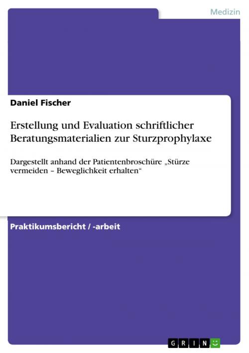 Cover of the book Erstellung und Evaluation schriftlicher Beratungsmaterialien zur Sturzprophylaxe by Daniel Fischer, GRIN Verlag