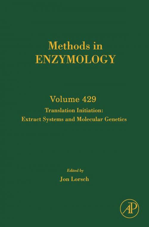 Cover of the book Translation Initiation: Extract Systems and Molecular Genetics by Jon Lorsch, Elsevier Science