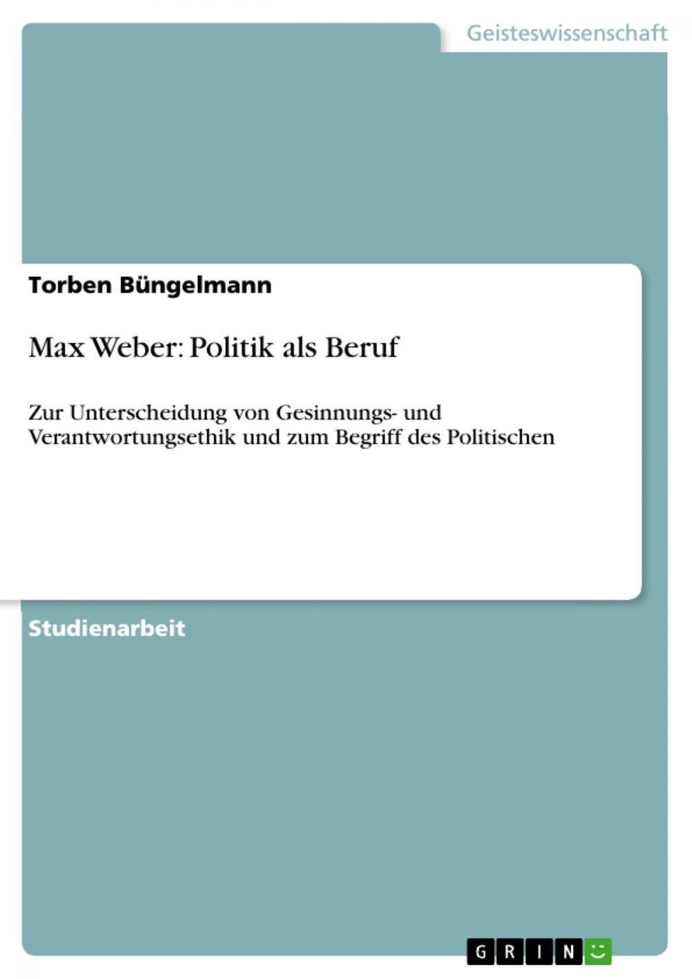 Big bigCover of Max Weber: Politik als Beruf