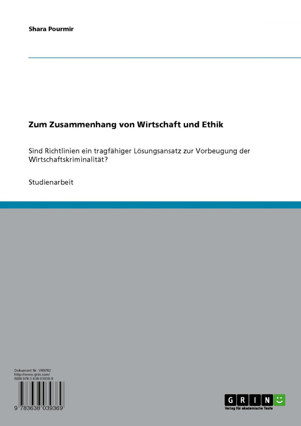 Big bigCover of Zum Zusammenhang von Wirtschaft und Ethik