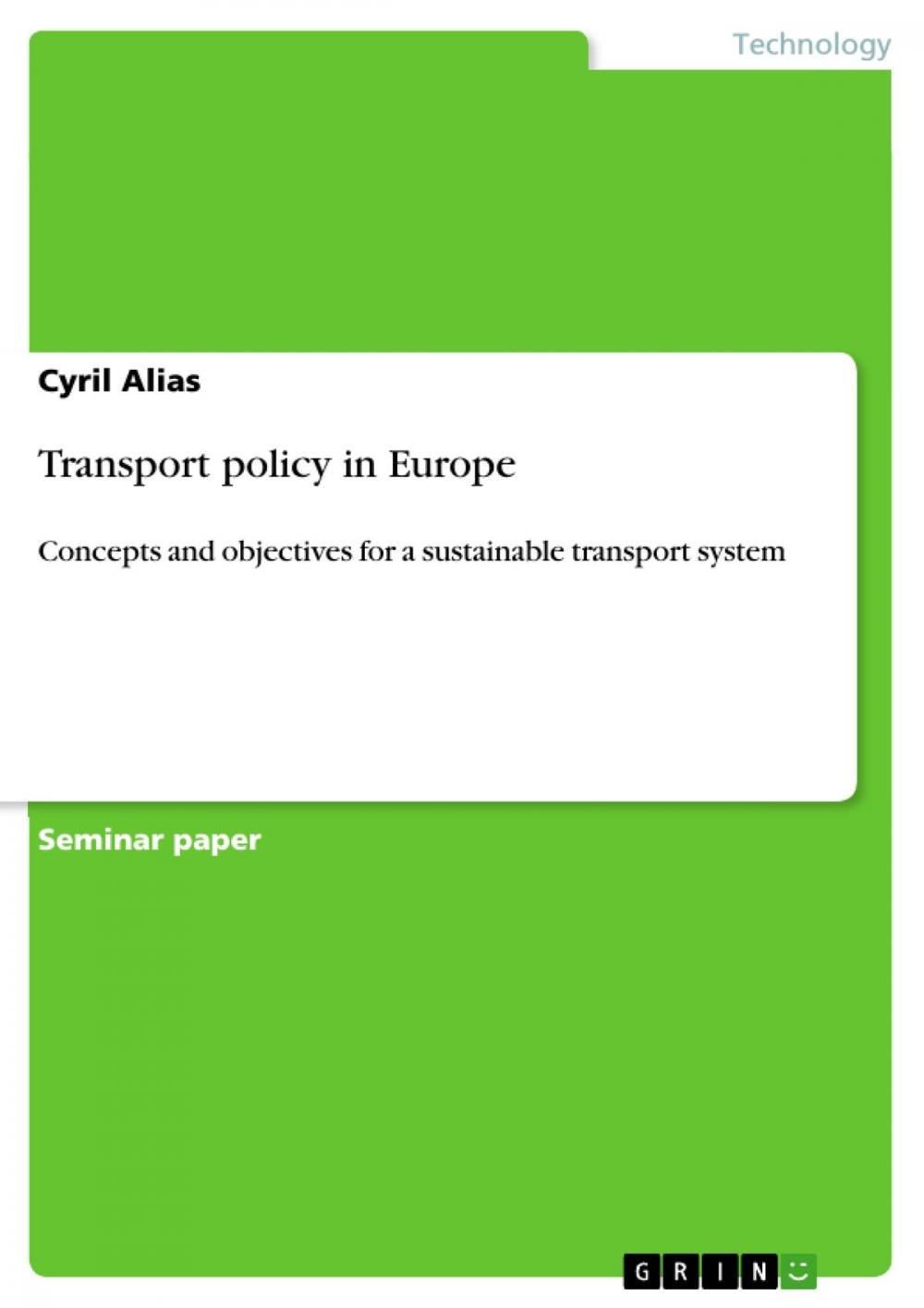 Big bigCover of Transport policy in Europe