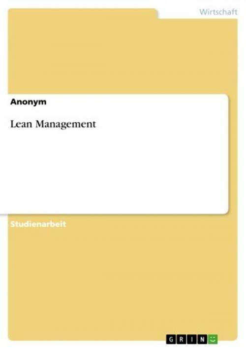 Cover of the book Lean Management by Anonym, GRIN Verlag