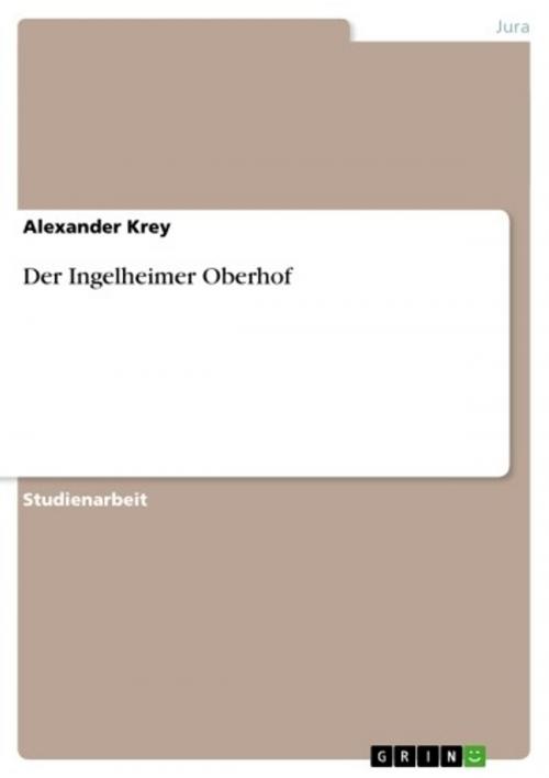 Cover of the book Der Ingelheimer Oberhof by Alexander Krey, GRIN Publishing