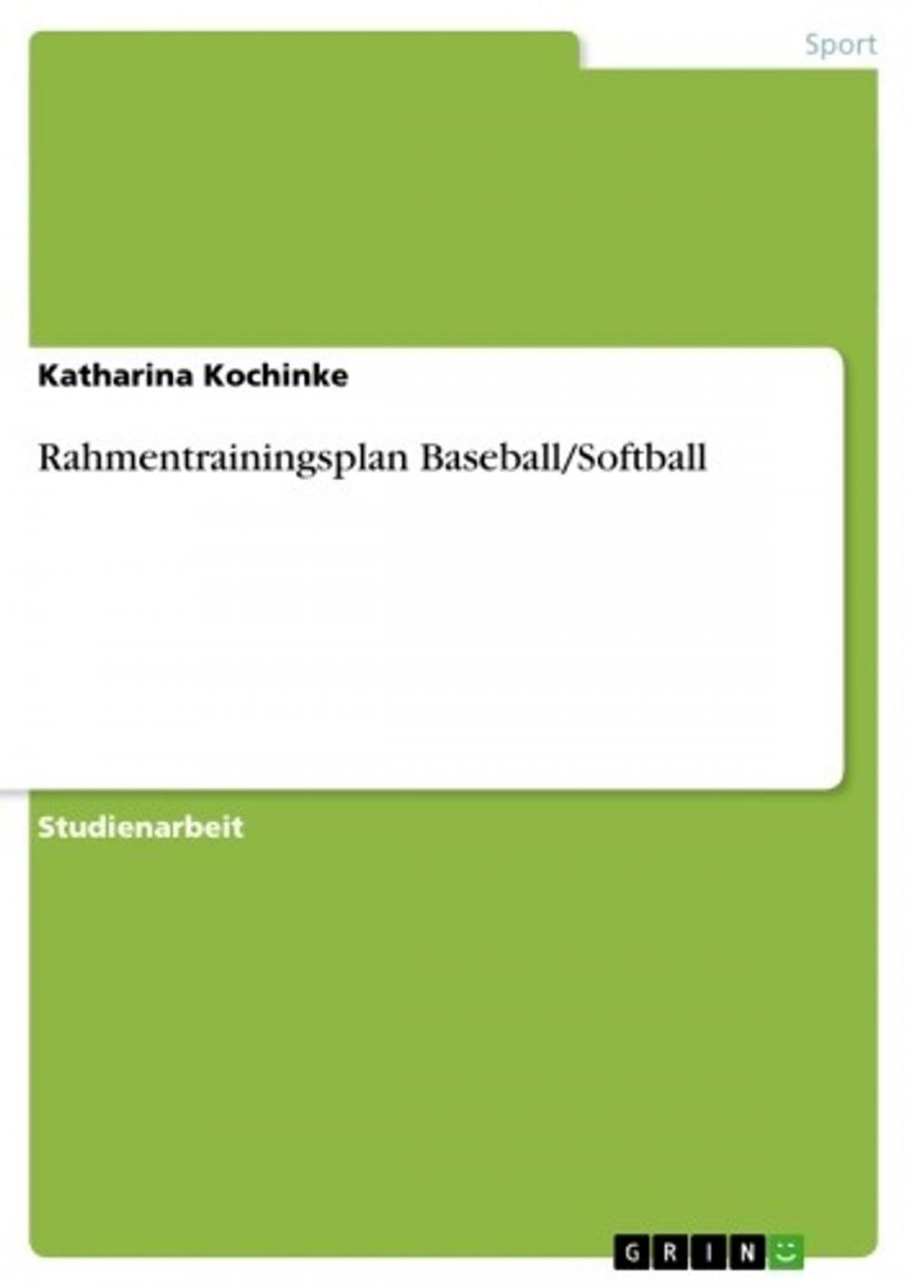 Big bigCover of Rahmentrainingsplan Baseball/Softball