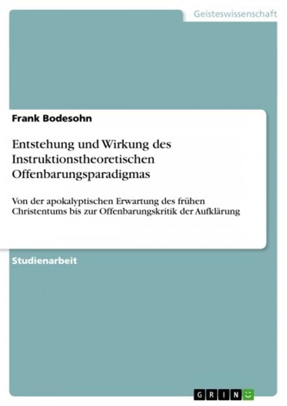 Big bigCover of Entstehung und Wirkung des Instruktionstheoretischen Offenbarungsparadigmas