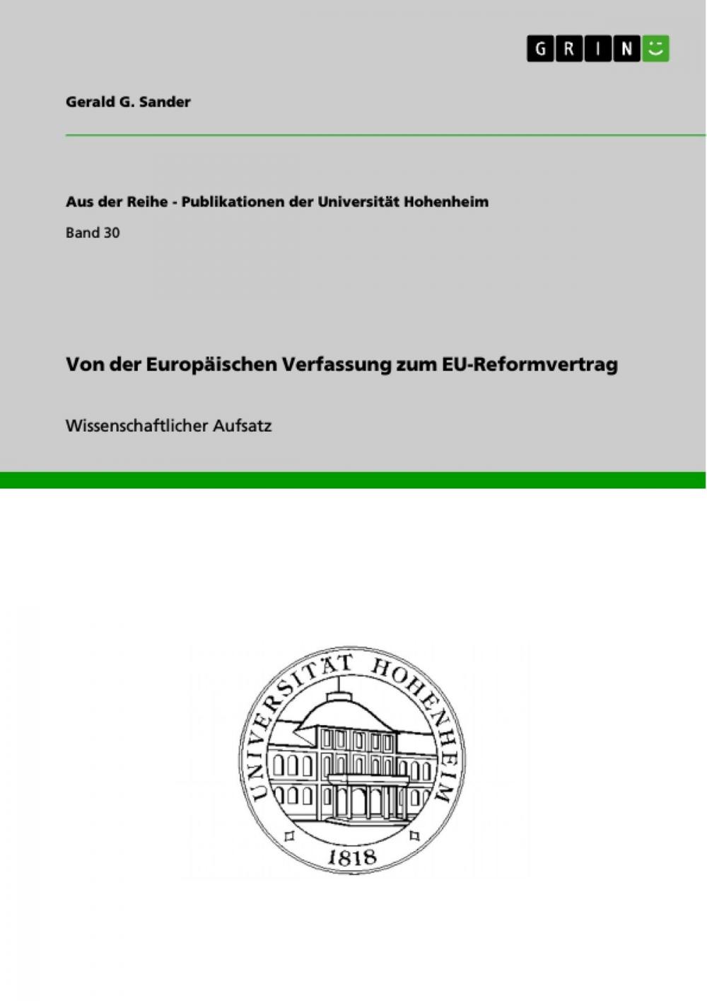 Big bigCover of Von der Europäischen Verfassung zum EU-Reformvertrag