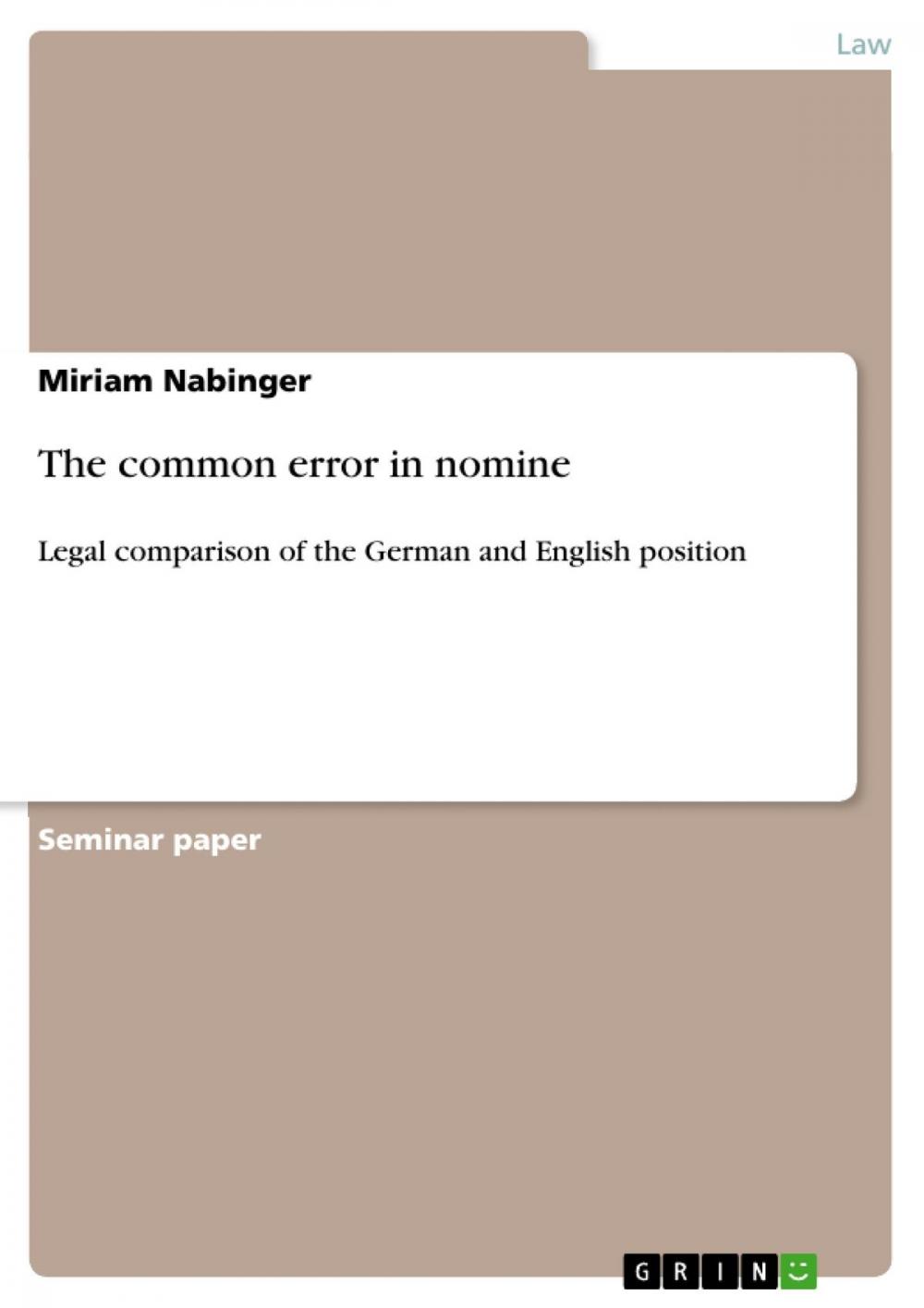 Big bigCover of The common error in nomine