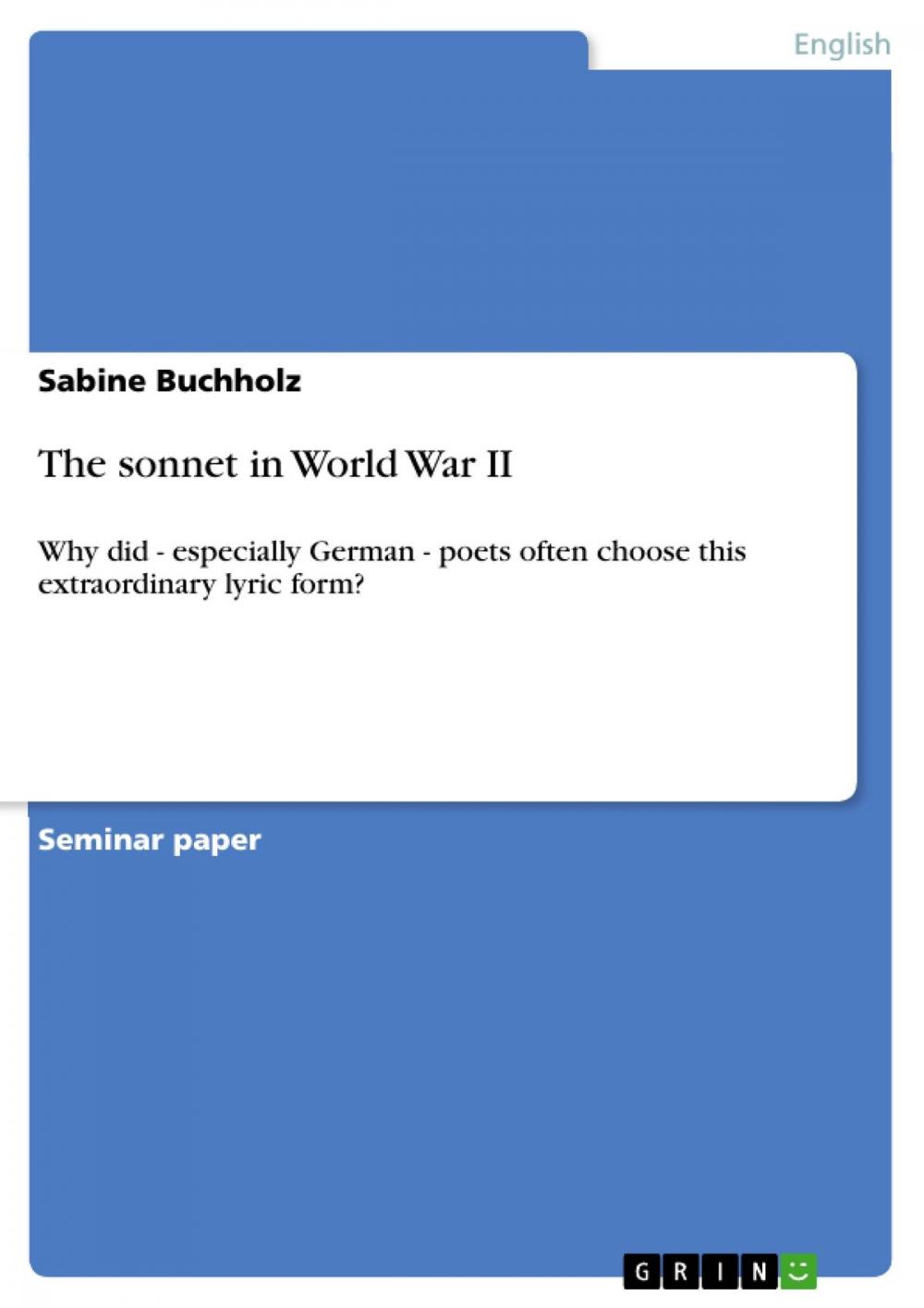 Big bigCover of The sonnet in World War II