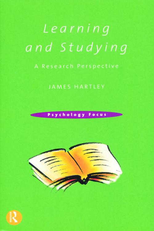 Cover of the book Learning and Studying by James Hartley, Taylor and Francis