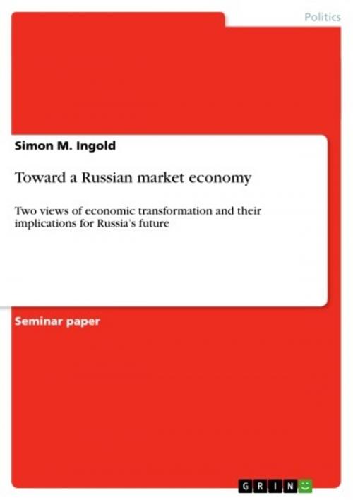 Cover of the book Toward a Russian market economy by Simon M. Ingold, GRIN Publishing