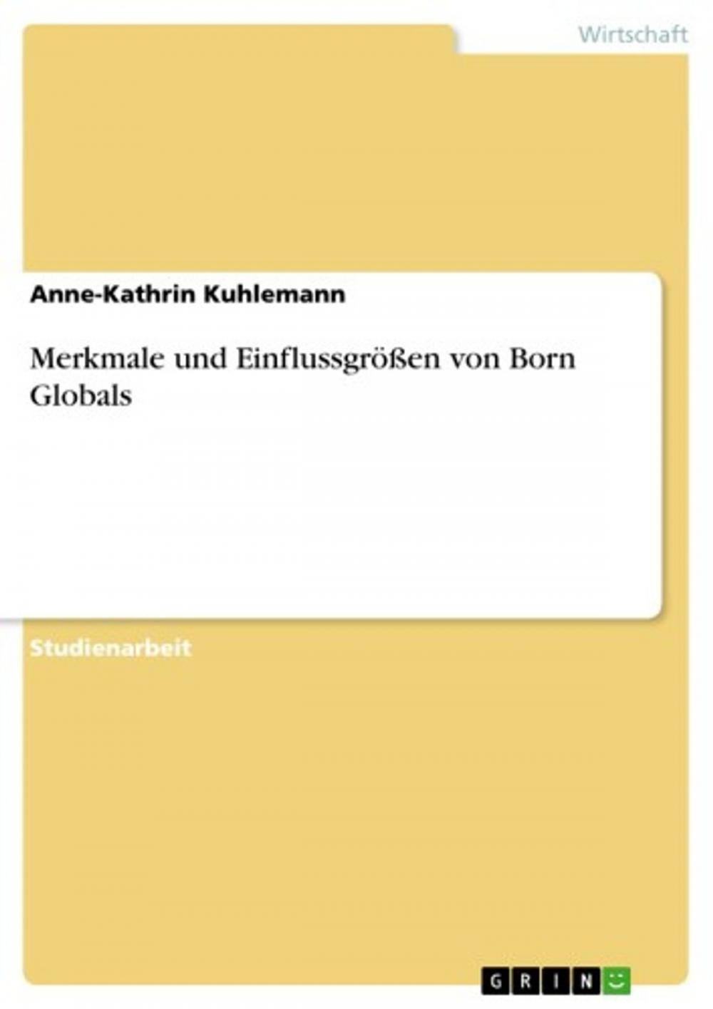 Big bigCover of Merkmale und Einflussgrößen von Born Globals