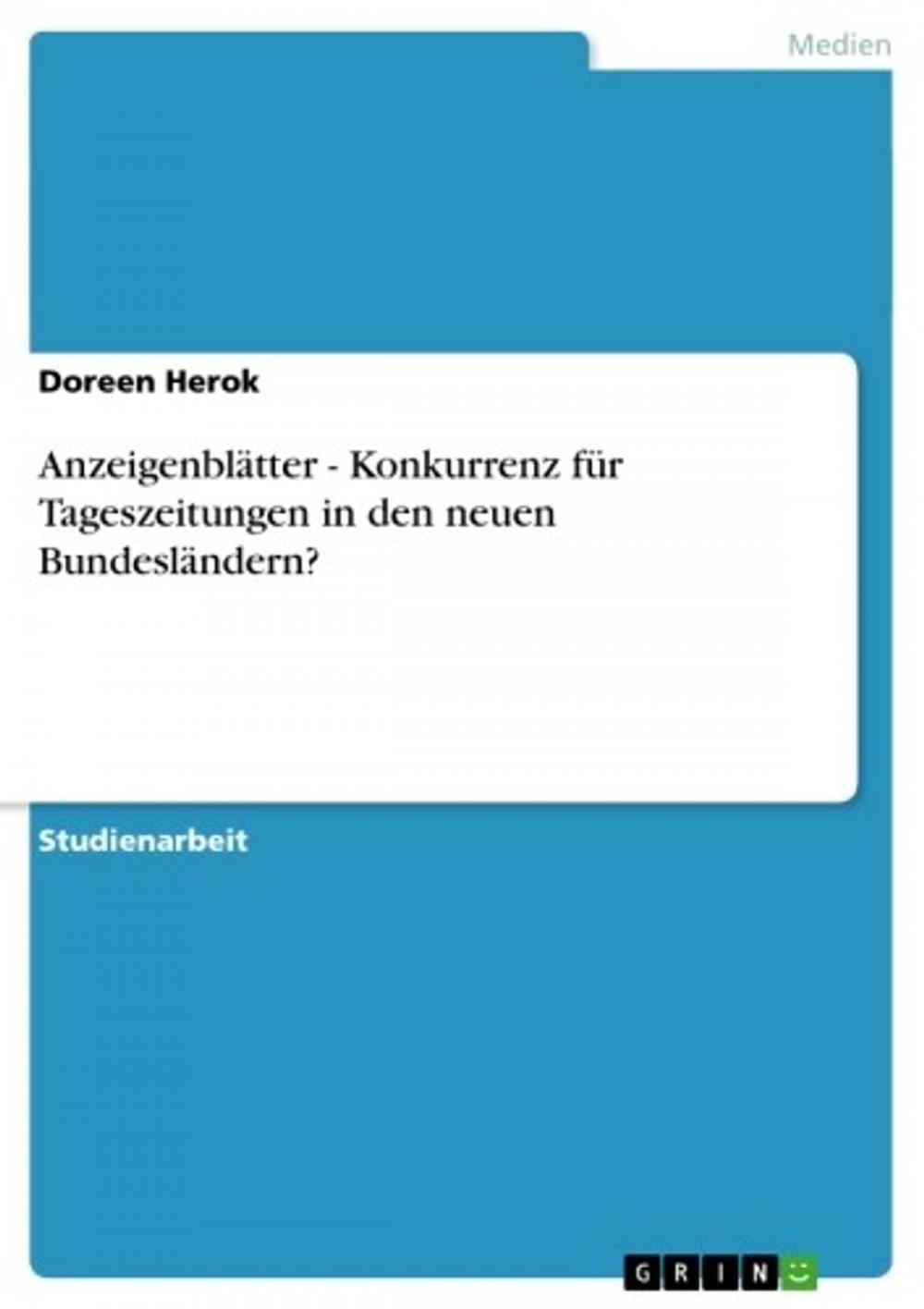 Big bigCover of Anzeigenblätter - Konkurrenz für Tageszeitungen in den neuen Bundesländern?