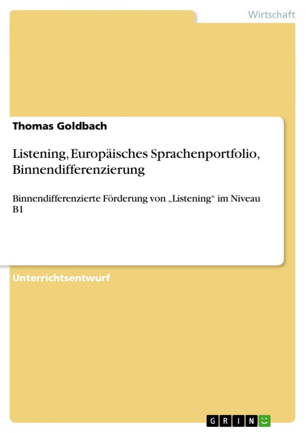 Big bigCover of Listening, Europäisches Sprachenportfolio, Binnendifferenzierung