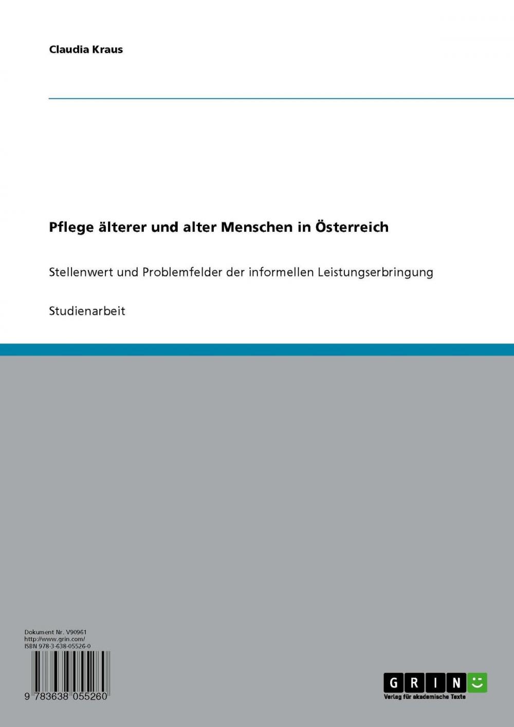 Big bigCover of Pflege älterer und alter Menschen in Österreich