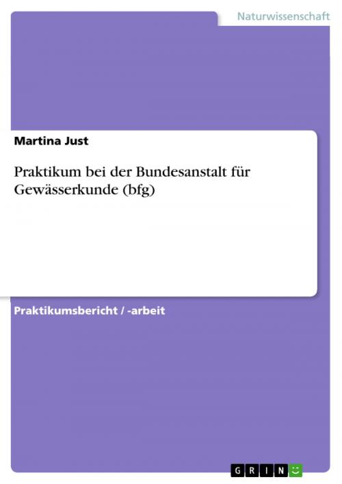 Cover of the book Praktikum bei der Bundesanstalt für Gewässerkunde (bfg) by Martina Just, GRIN Verlag