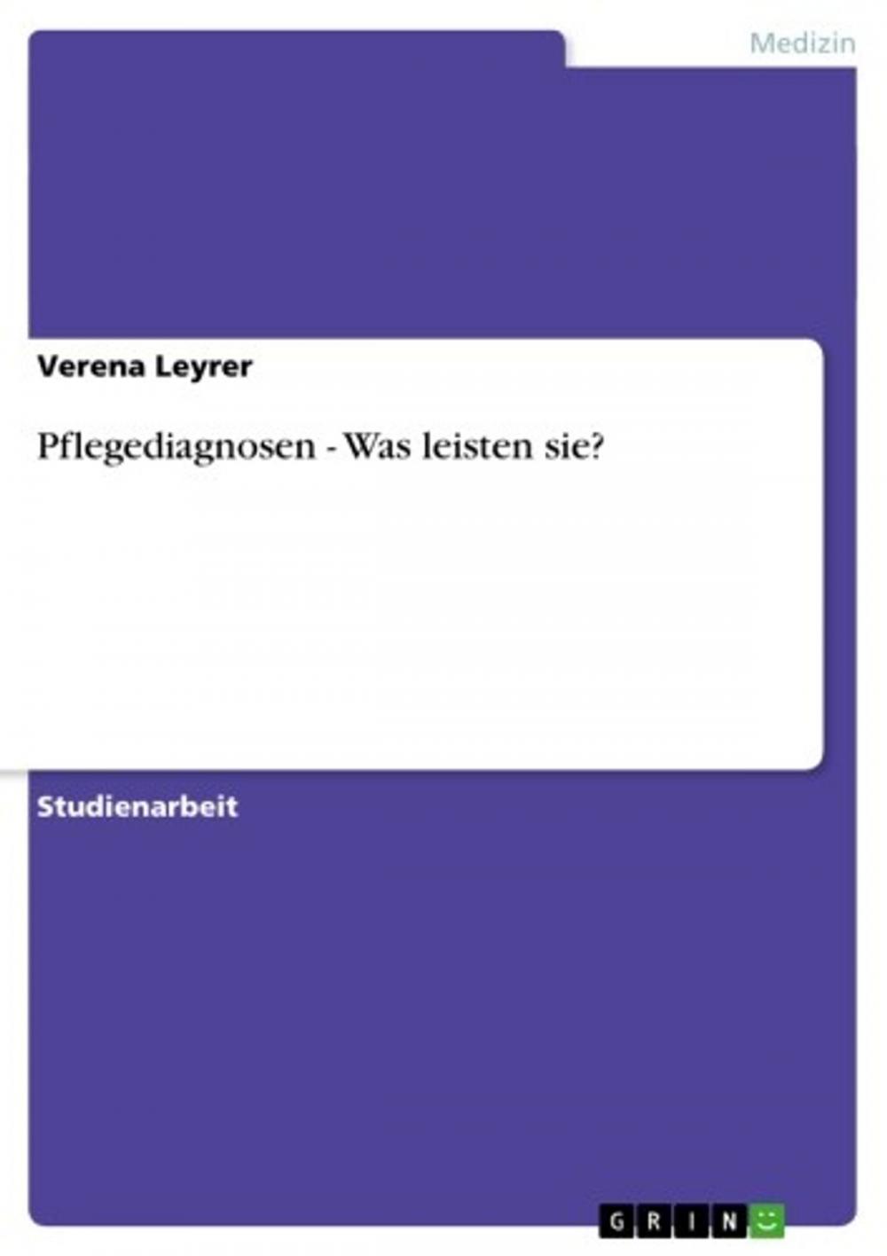 Big bigCover of Pflegediagnosen - Was leisten sie?