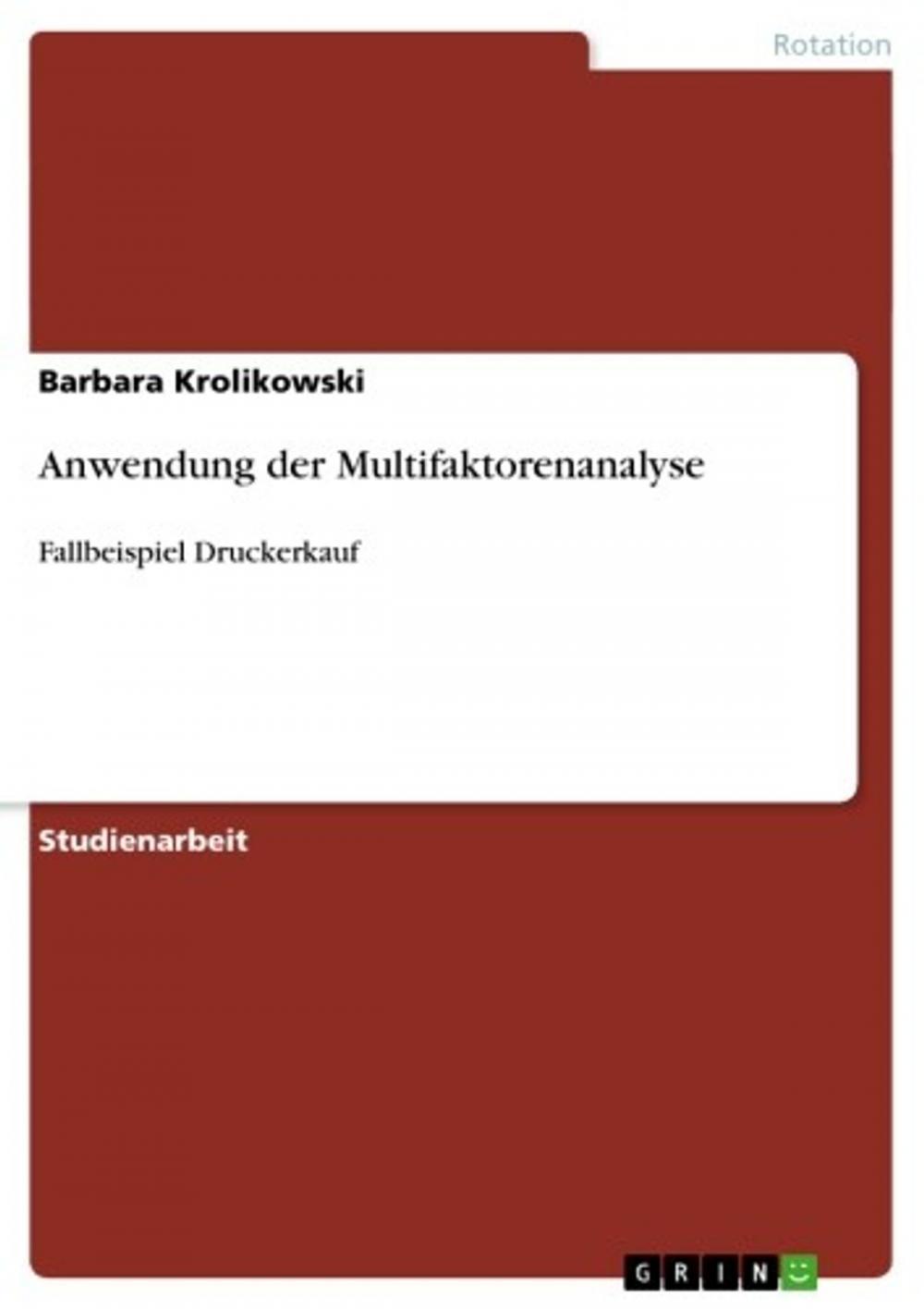 Big bigCover of Anwendung der Multifaktorenanalyse