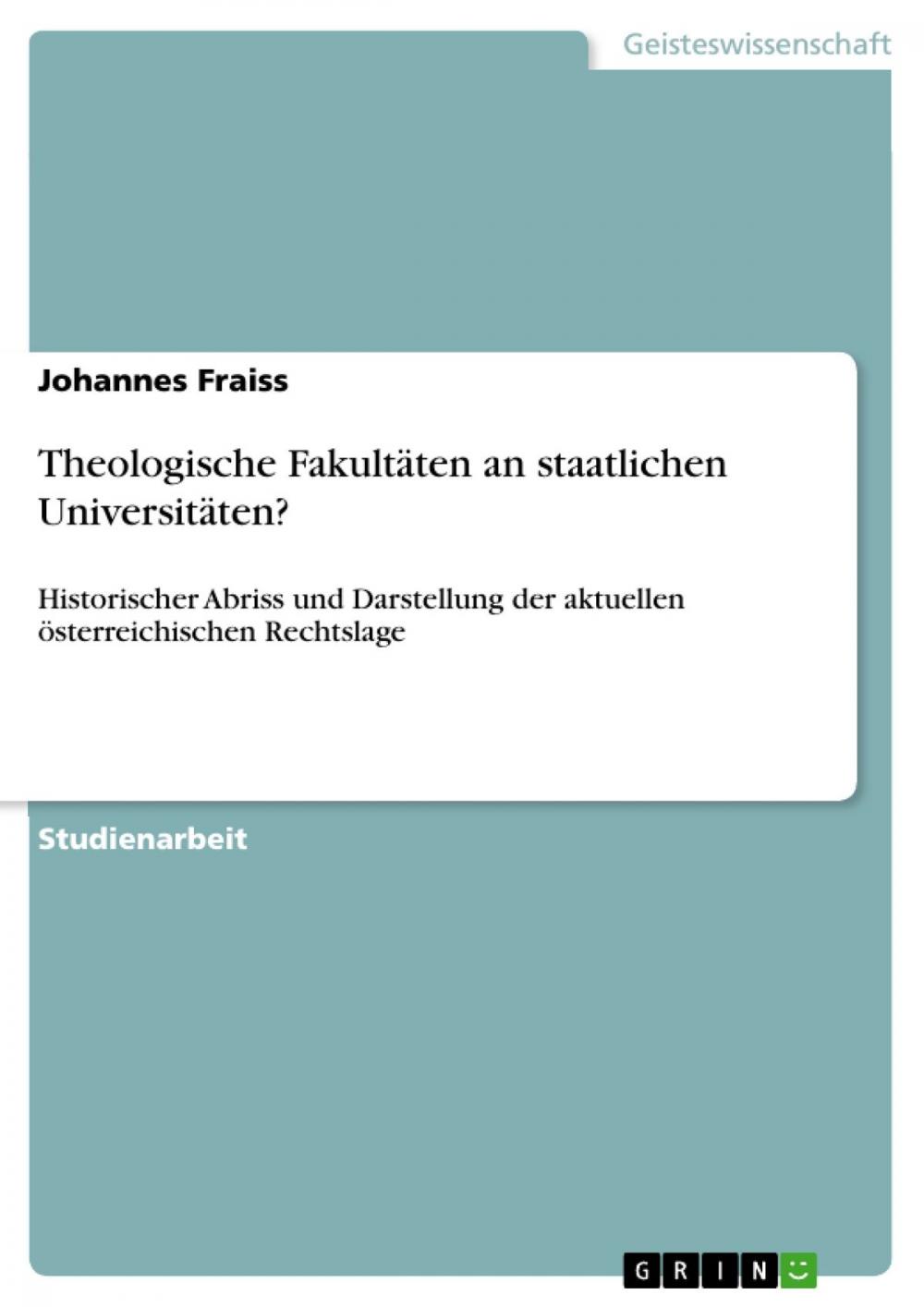 Big bigCover of Theologische Fakultäten an staatlichen Universitäten?