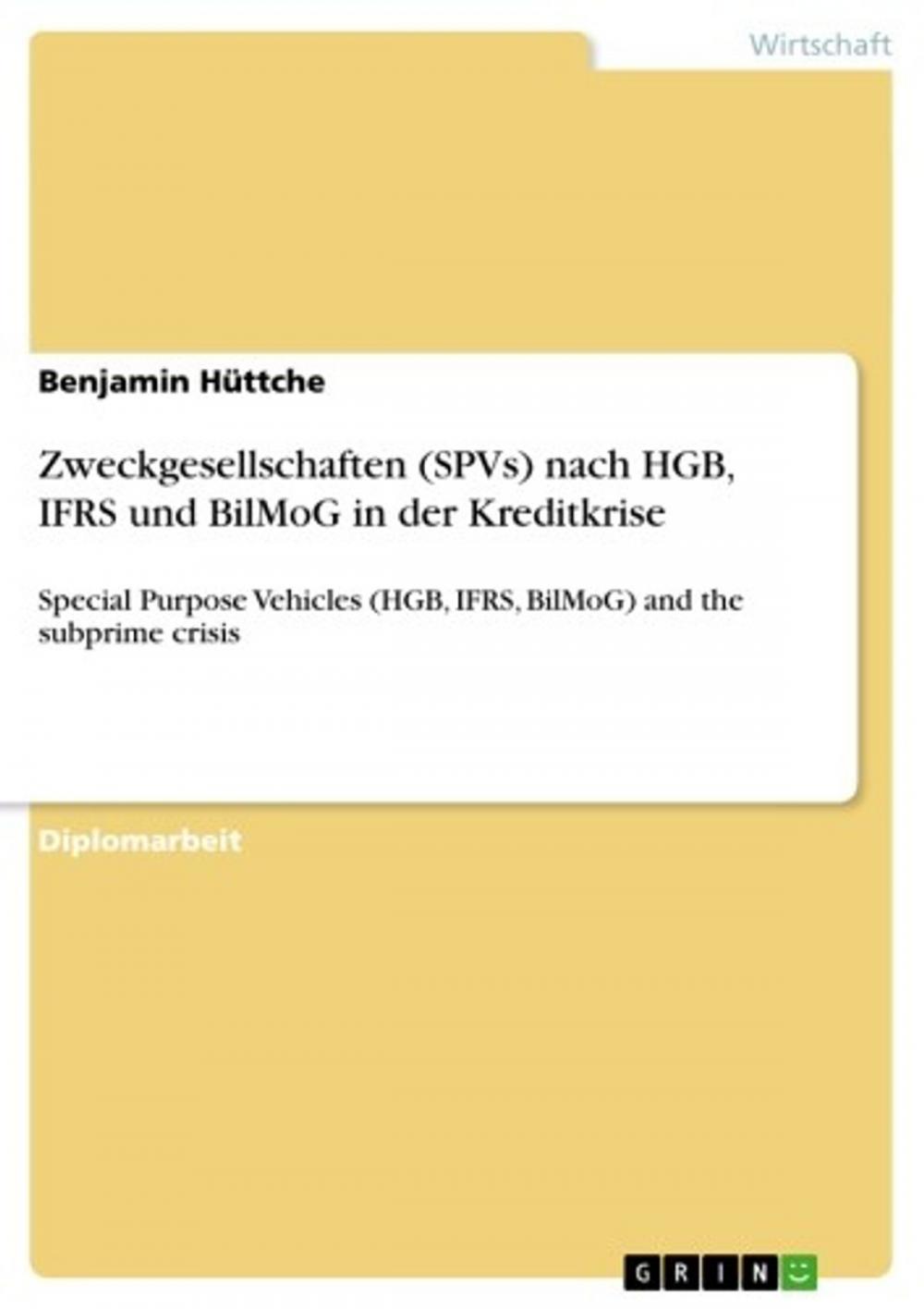 Big bigCover of Zweckgesellschaften (SPVs) nach HGB, IFRS und BilMoG in der Kreditkrise