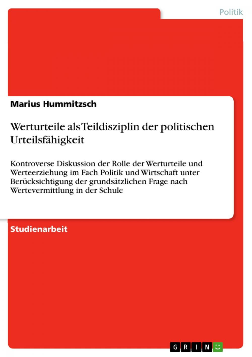 Big bigCover of Werturteile als Teildisziplin der politischen Urteilsfähigkeit