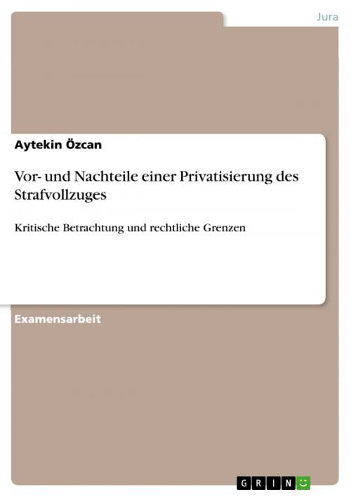 Cover of the book Vor- und Nachteile einer Privatisierung des Strafvollzuges by Aytekin Özcan, GRIN Verlag