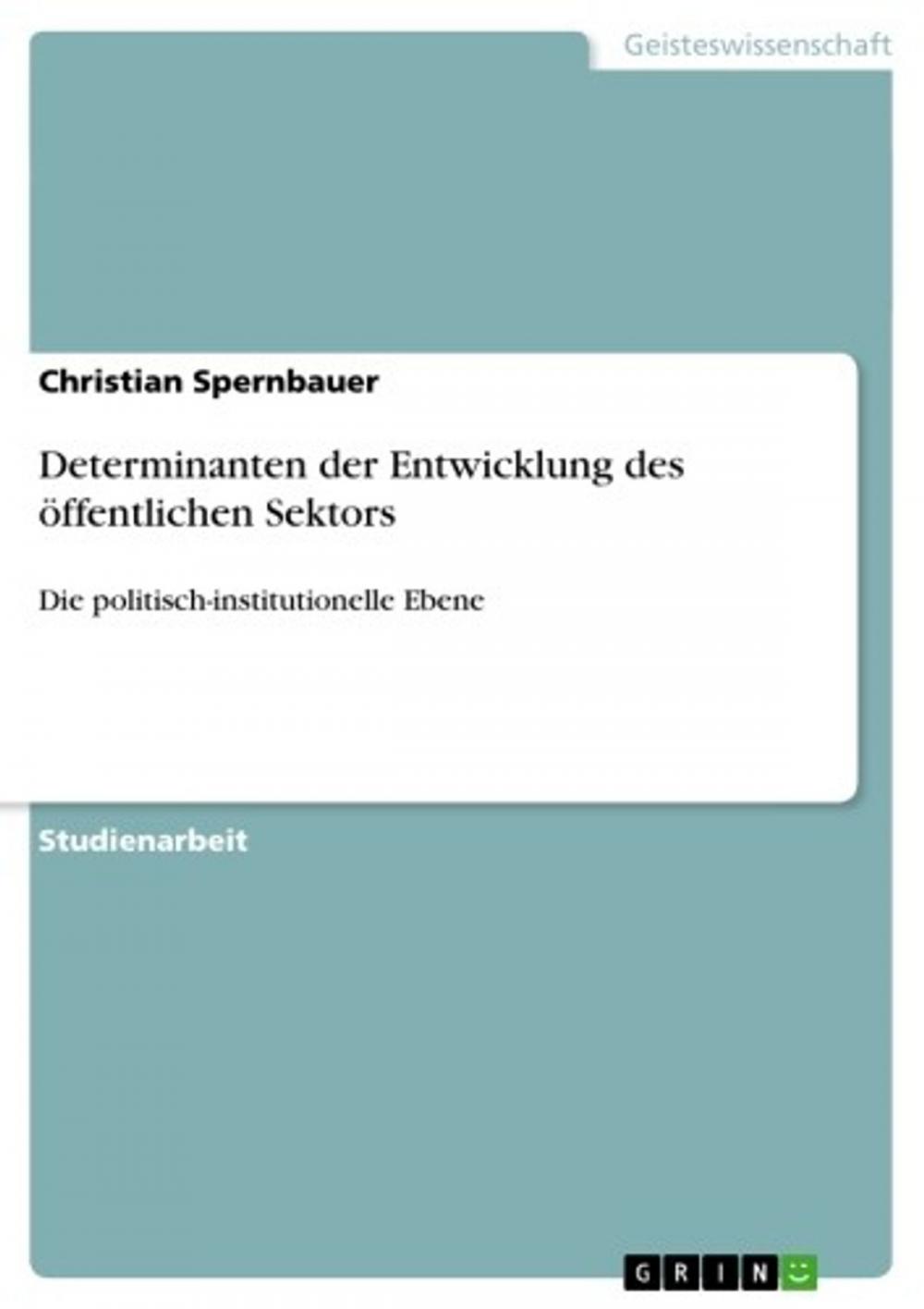 Big bigCover of Determinanten der Entwicklung des öffentlichen Sektors