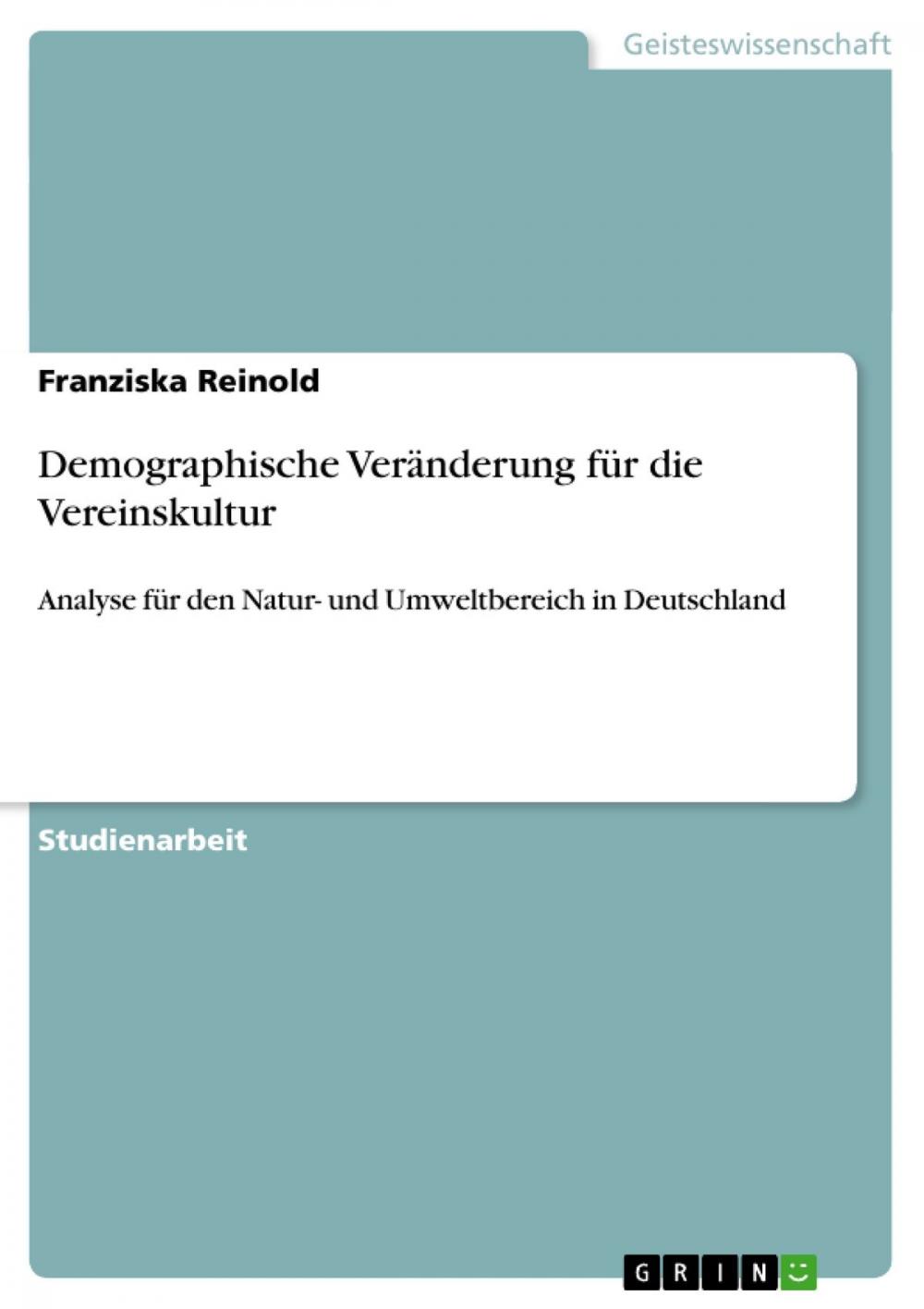 Big bigCover of Demographische Veränderung für die Vereinskultur