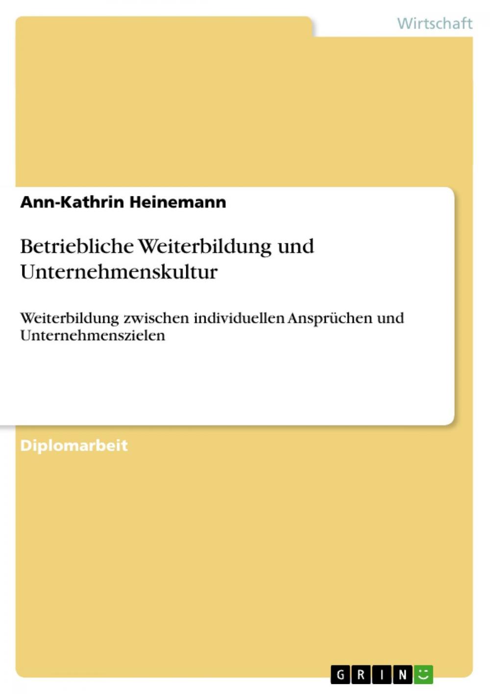 Big bigCover of Betriebliche Weiterbildung und Unternehmenskultur