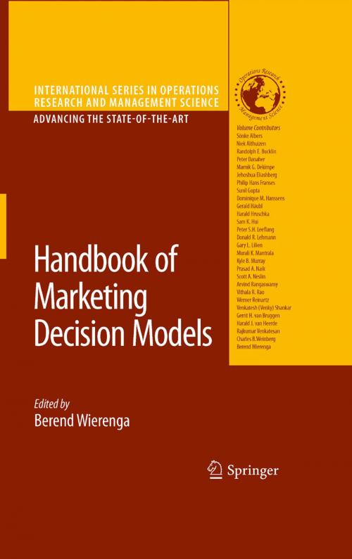 Cover of the book Handbook of Marketing Decision Models by , Springer US