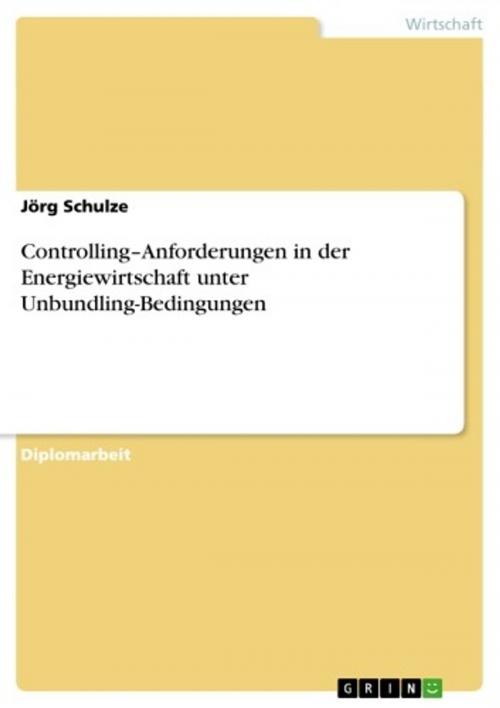 Cover of the book Controlling-Anforderungen in der Energiewirtschaft unter Unbundling-Bedingungen by Jörg Schulze, GRIN Verlag