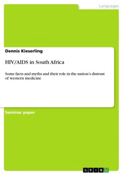 Cover of the book HIV/AIDS in South Africa by Dennis Kieserling, GRIN Publishing